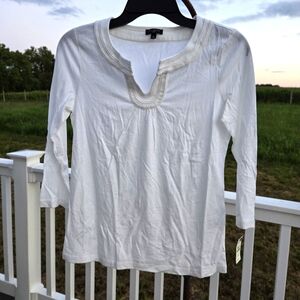 Brand New Talbot's White 3/4 Sleeve Cotton Tee PS